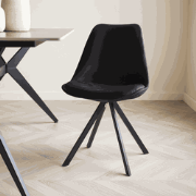 Eetkamerstoel Jace Velvet Zwart - Zonder Armleuningen