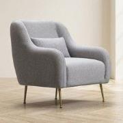 Moderne fauteuil Grijs stof met gouden poten Sevilla