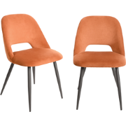 Lot de 2 chaises de séjour en tissu avec piètement en métal noir L58 c...