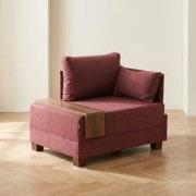 Moderne Fauteuil Bordeaux Rood Stof Fly - Rechts - Met Houten Tafeltje