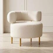 Scandinavische ronde fauteuil Wit bouclé met gouden poten River