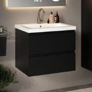Badkamermeubel Karo - 60cm - Mat Zwart - Wastafel Wit