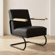 Industriële fauteuil zwart kunstleer Lars