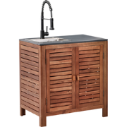 BRUCOLI - Buitenkeukenkast met spoelbak - Bruin/Zwart - Acaciahout
