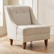 Fauteuil beige chenille stof landelijk klassiek Ella