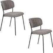 Housecraft Living Jolien Eetkamerstoelen Zwart/ Grijs - Set van 2