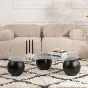 Salontafel Niervorm Organisch - Glas - Zwart Frame 120x70 cm