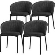 Set van 4 eetkamerstoelen met rugleuning & armleuning antraciet met me...