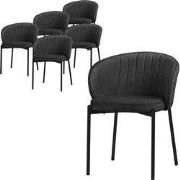 Set van 6 eetkamerstoelen met rugleuning & armleuning antraciet met me...