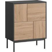 4goodz Dressoir met push-to-open-deuren - Zwart+Bruin