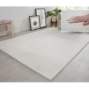Fluffy vloerkleed - Effen Hoogpolig Super Zacht - Crème - 80 X 150 CM