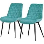 Eetkamerstoel set van 2 petrol met fluwelen bekleding en stalen poten ...