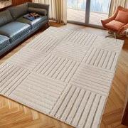 Japandi Art Kubic - Scandinavisch Vloerkleed - Laagpolig Effen - Creme...