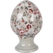 Clayre & Eef Decoratie Beeld Ei Ø 9x14 cm Grijs Keramiek