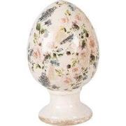 Clayre & Eef Decoratie Beeld Ei Ø 15x24 cm Beige Keramiek