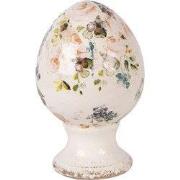 Clayre & Eef Decoratie Beeld Ei Ø 9x14 cm Beige Keramiek