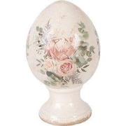 Clayre & Eef Decoratie Beeld Ei Ø 12x19 cm Beige Keramiek