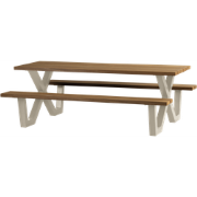 WOOOD Tablo Picknicktafel Met X-poot Buiten - Naturel - 75x206x145