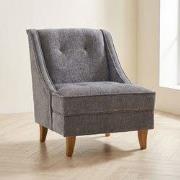 Fauteuil grijs chenille stof landelijk klassiek Ella
