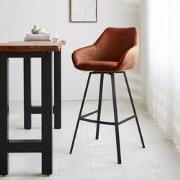 Draaibare Barkruk Cognac Eco-leer Elise - Met Armleuning - Zithoogte 7...