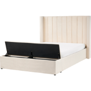 NOYERS  - Bed met opbergruimte - Gebroken wit - 140 x 200 cm - Fluweel
