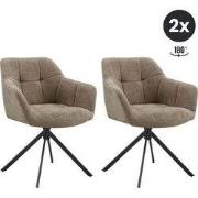 2x Eetkamerstoel Jesse - Stof Taupe Naturel