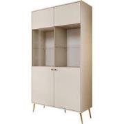 Meubella - Reunion - Vitrinekast - Beige - 106x41x191 cm