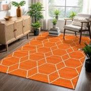 Trellis Uni Effen Laagpolig Vloerkleed Modern Oranje- 160x230 CM
