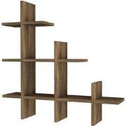 Wandplank met 3 niveaus in walnootdecor H80 cm - JUKE