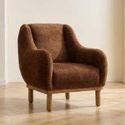 Scandinavische fauteuil Koperbruin gemêleerde chenille stof Rens