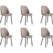 QUVIO Eetkamerstoelen Lola - Polyester - Staal - Grijs - Set van 6