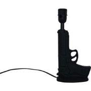 Zwarte Pistool Lamp incl zwart/ wit stippen kap-30x46cm-Keramiek-Zwart...