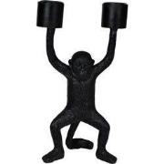Aap Kandelaar 'Strong monkey'-10x20cm-Incl. 5 witte kaarsen-Polyresin-...