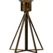 Kandelaar met Glas-7x11cm-Incl. 5 witte kaarsen-Metaal-Goud-Housevitam...