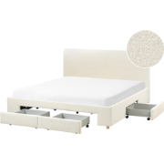 SOUTRIN - Bed met opbergruimte - Off-white - 180 x 200 cm - Bouclé