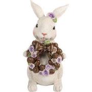 Clayre & Eef Decoratie Beeld Konijn 17x16x30 cm Wit Kunststof