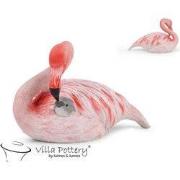 Villa Pottery  Roze Flamingo en jonge - 31x15x20