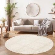 Tapijtenloods Basic Rond Shaggy vloerkleed Creme Hoogpolig- 160 CM RON...