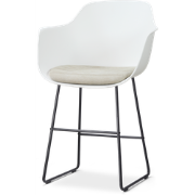 Nino-Liz barkruk wit met naturelbeige zitkussen - zwart onderstel - 65...