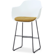 Nino-Liz barkruk wit met mosgroen zitkussen - zwart onderstel - 75 cm