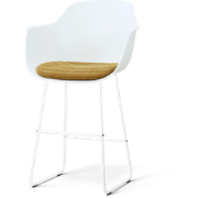 Nino-Liz barkruk wit met mosgroen zitkussen - wit onderstel - 75 cm