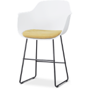 Nino-Liz barkruk wit met warm oker zitkussen - zwart onderstel - 65 cm