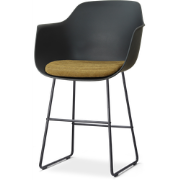 Nino-Liz barkruk zwart met mosgroen zitkussen - zwart onderstel - 65 c...