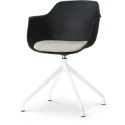 Nola-Liz draaibare eetkamerstoel zwart met naturelbeige zitkussen - wi...