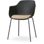 Nora-Liz eetkamerstoel zwart met nougatbruin zitkussen - zwart onderst...
