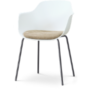Nora-Liz eetkamerstoel wit met nougatbruin zitkussen - zwart onderstel