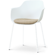 Nora-Liz eetkamerstoel wit met nougatbruin zitkussen - wit onderstel