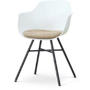 Noa-Liz eetkamerstoel wit met nougatbruin zitkussen - zwart onderstel