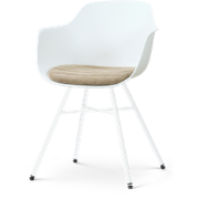 Noa-Liz eetkamerstoel wit met nougatbruin zitkussen - wit onderstel