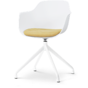 Nola-Liz draaibare eetkamerstoel wit met warm oker zitkussen - wit ond...
